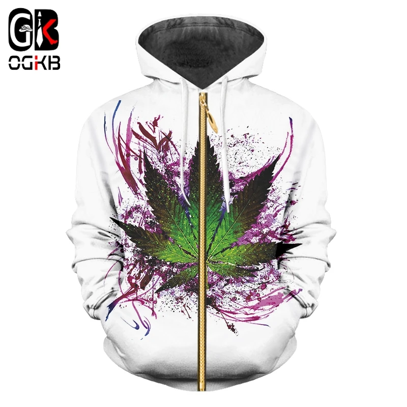 OGKB Лидер продаж для женщин/для мужчин принт листья цветок толстовки куртка мода