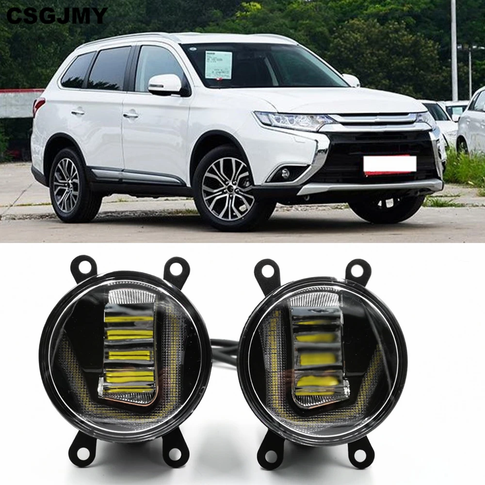 3 в 1 функции авто светодиодный для Mitsubishi Outlander 2006- DRL Дневной светильник автомобиля проектор противотуманная фара с желтым сигналом