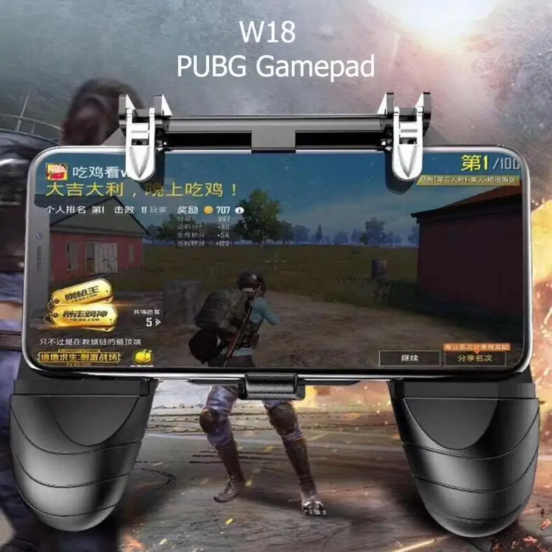 W18 смартфон мобильный геймпад игровой триггер для PUBG огненная Кнопка Aim Key Shooter ручка контроллер игровой коврик джойстик