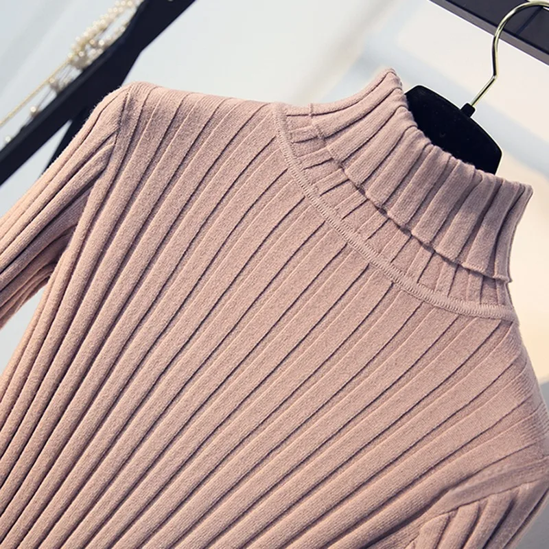 

5 colors Women long sleeve autumn winter sweater ladies Turtleneckslim knitted short sweater top femme korean pull tight shirts