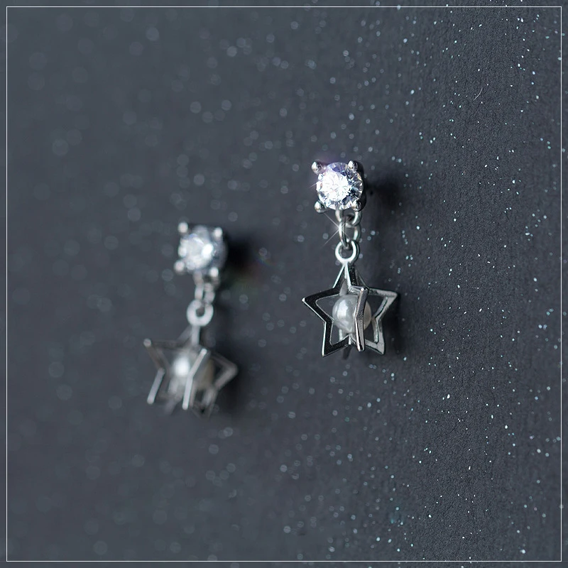 Женские модные серьги из стерлингового серебра 925 пробы с пятиконечными звездами