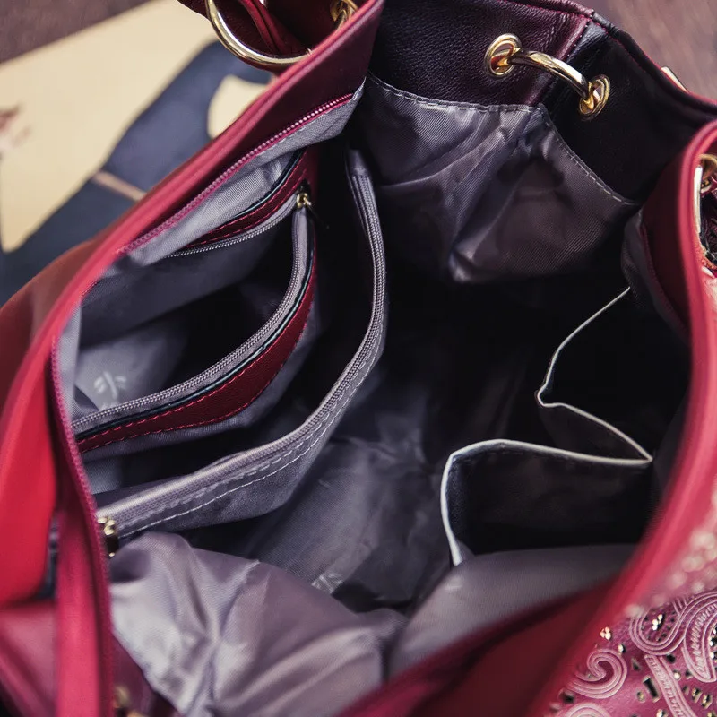 Новый роскошный выдалбливают Большая искусственная кожа Tote Сумки Для женщин