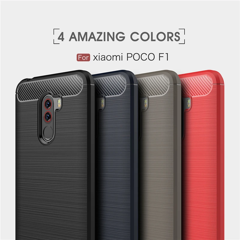 Мягкий силиконовый чехол для телефона Xiaomi Pocophone F1 из углеродного волокна