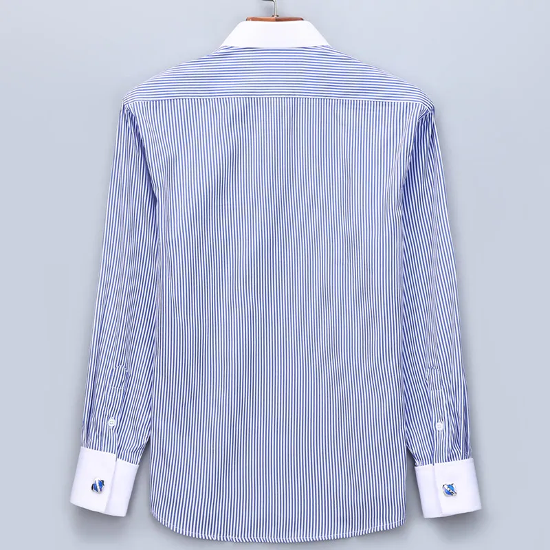 ORINERY Лидер продаж в полоску Мужская рубашка модный бренд с длинным рукавом Camisa Masculina французская запонка Свадебные рубашка-смокинг плюс размеры