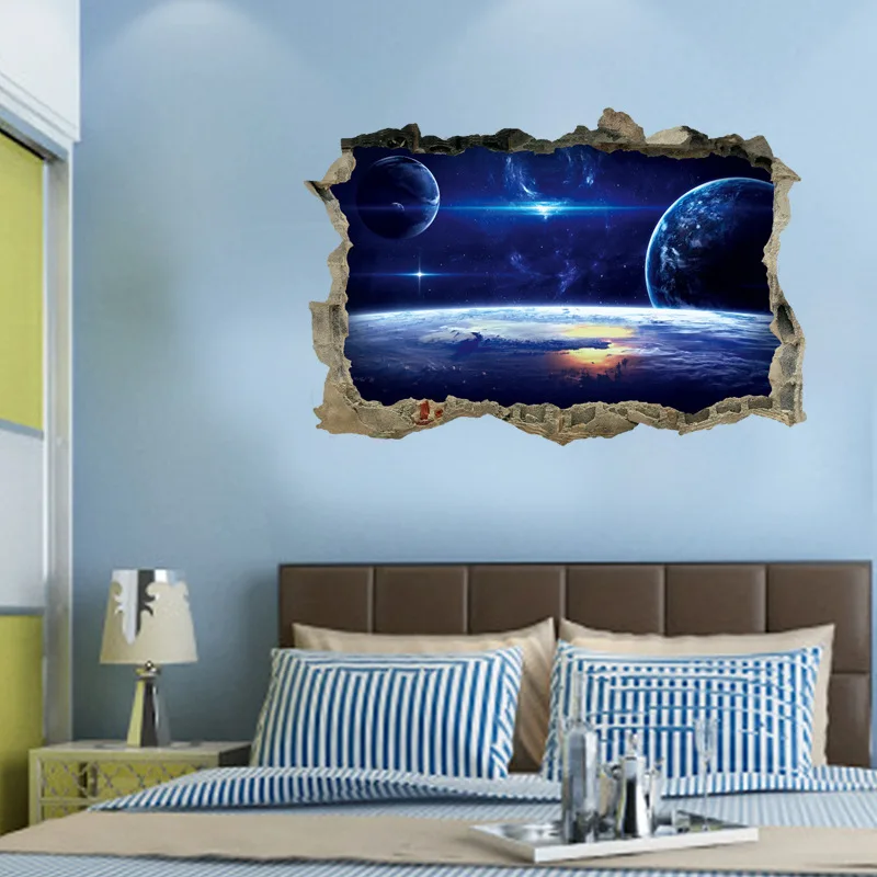 

3D Wall Stickers Broken Window Star Gemini Series Bedroom Living Room TV Backdrop PVC Removable Home Decorpainting Wallpaper