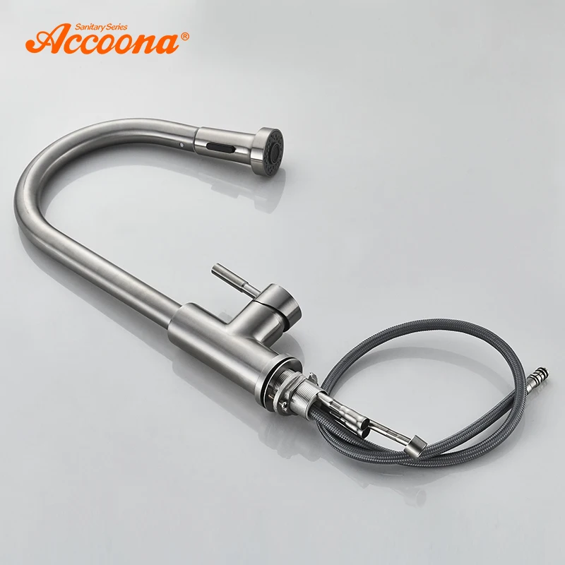 Кухонный Смеситель Accoona кухонный кран с одной ручкой поворотный из нержавеющей