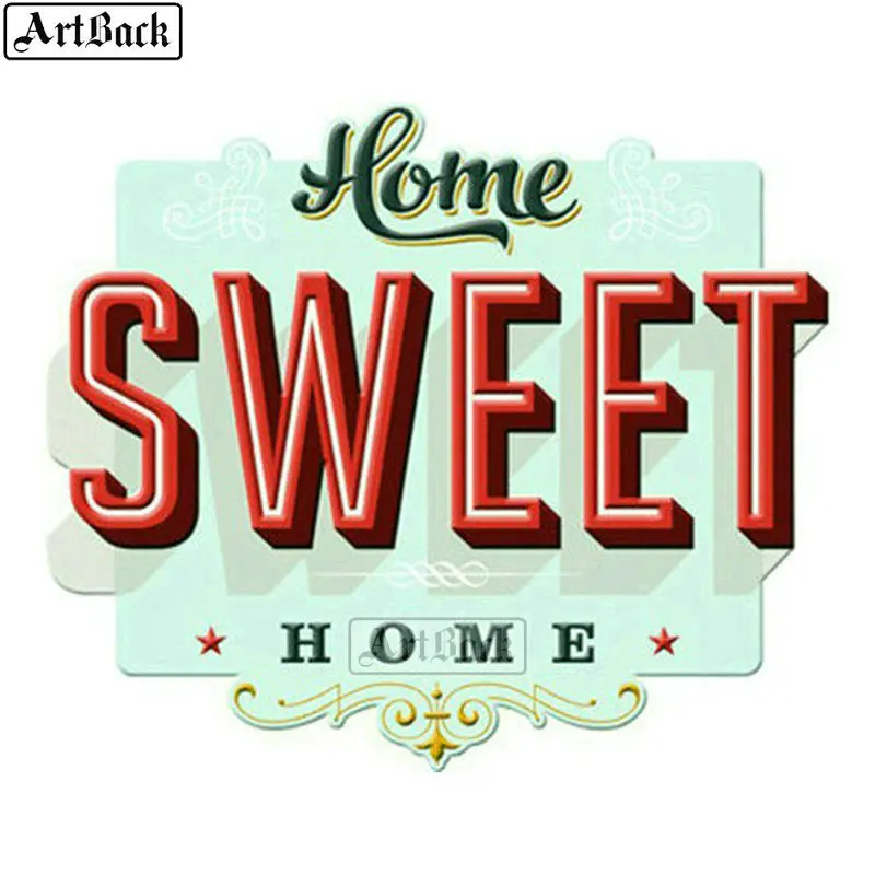 Камни в форме ромба милый дом 5d Сделай Сам алмазная живопись 40x50 см украшения дома