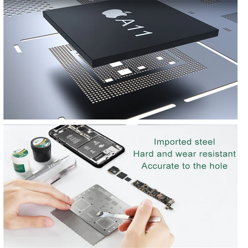 

BEST Japanese Steel IC Chip Universal BGA Reballing Stencil Solder For iPhone XR XS MAX X 8 8P 7 7P 6S 6P 5S 5C 5 Motherboard