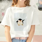 Футболка женская с принтом пингвина, тонкий топ с коротким рукавом, белая рубашка в стиле Харадзюку, на лето