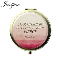 jweijiao vintage charm beauty health mirrors simple letters picture printing with glass cabochon makeup mirrors ct577