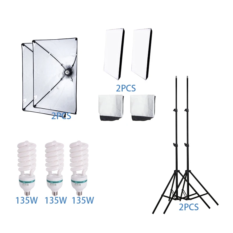Комплект из Фотостудия 2 софтбоксов 50x70 cm 3 шт 135 Вт 5500 К комплект Фотография