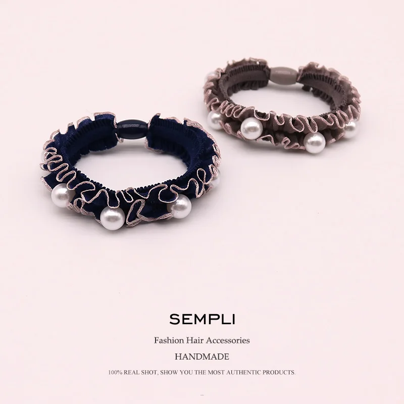 14 цветов Нейлоновые эластичные резинки для волос для женских кружев и жемчуга Очень высококачественная эластичная ободок Резинка для волос в аксессуарах.