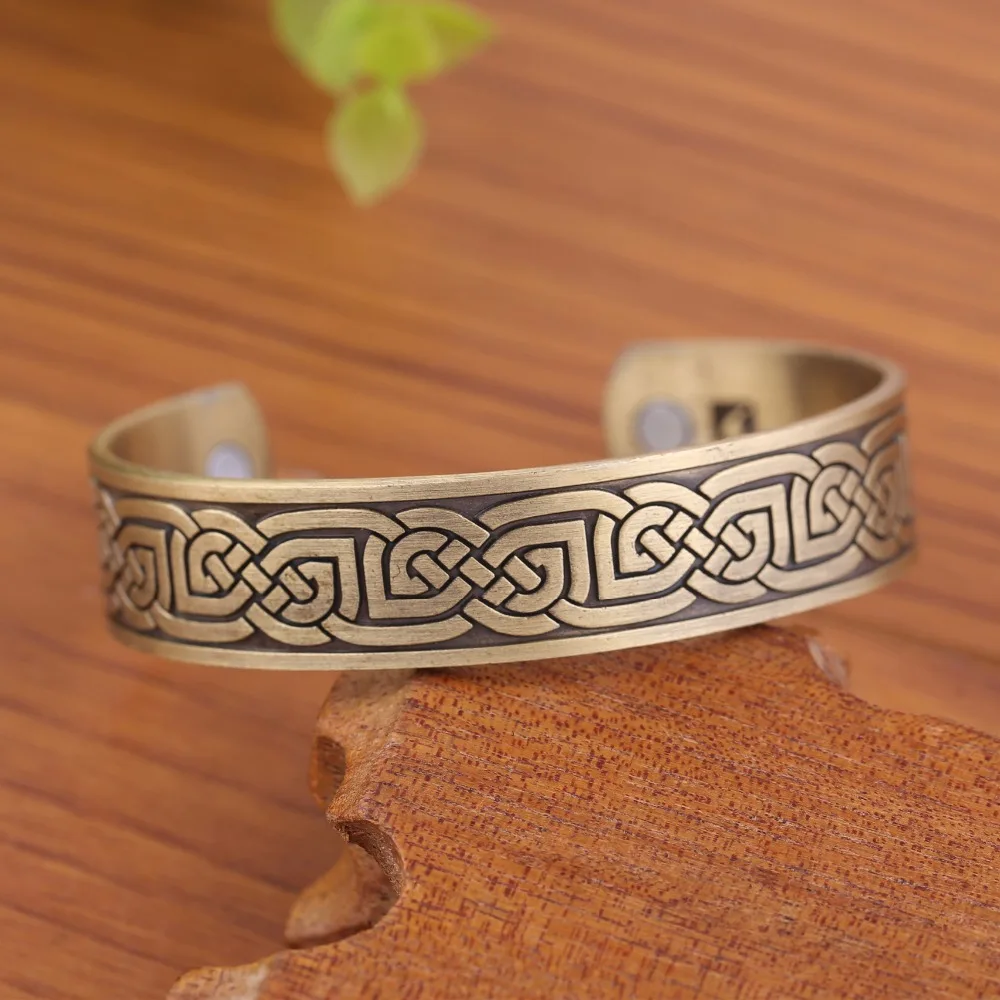 Деревянные бронзовые металлические магнитные браслеты с ирландским узлом