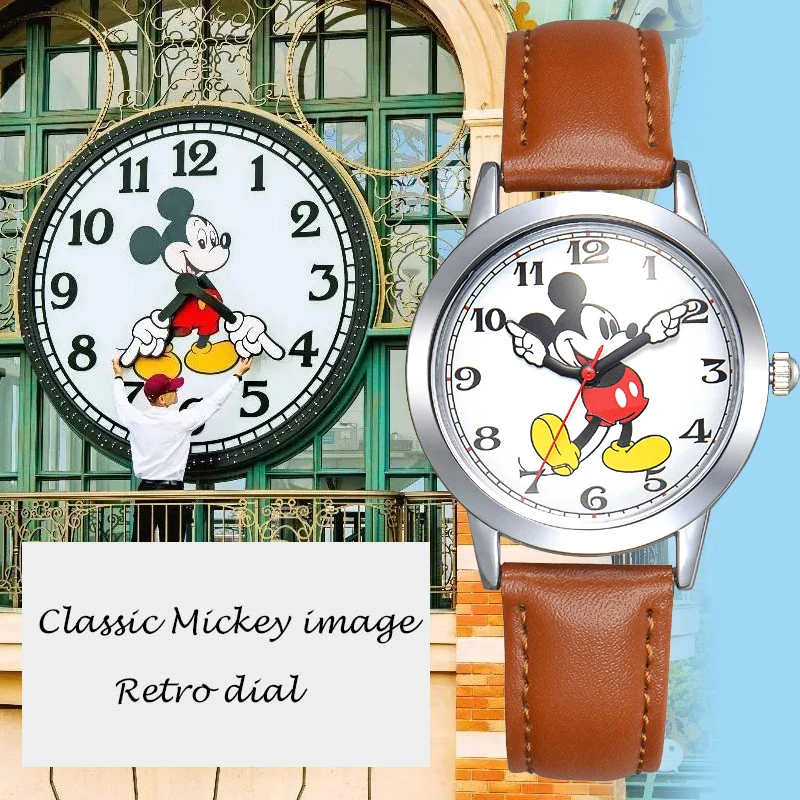 Disney мужские и женские часы детские оригинальные брендовые наручные кожаные для