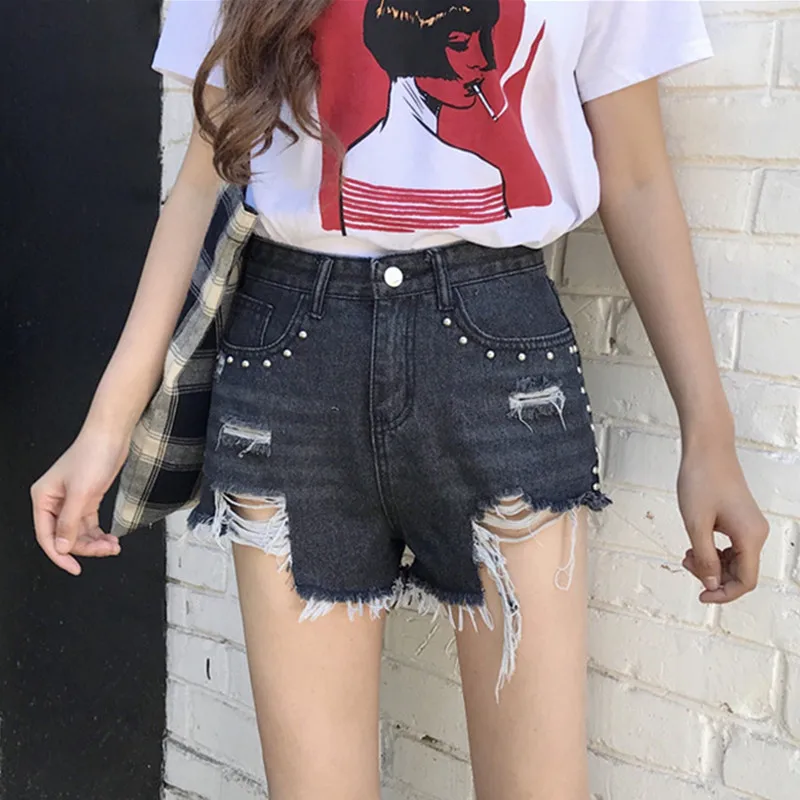 Джинсовые шорты Новое поступление 2017 женские модные брендовые винтажные с