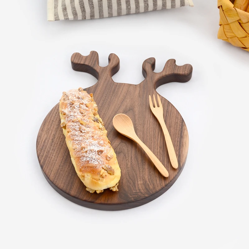 Круглая разделочная доска из черного ореха блочные оленьи фруктовые тарелки для