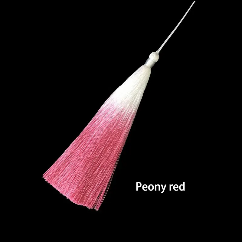 Peony red 2 шт./лот, 14 см, длинные, градиентные кисточки, шелковая бахрома, шитье, челка, кисточка, отделка, декоративный ключ, кисточки для штор, украшение дома - Цвет: Peony red