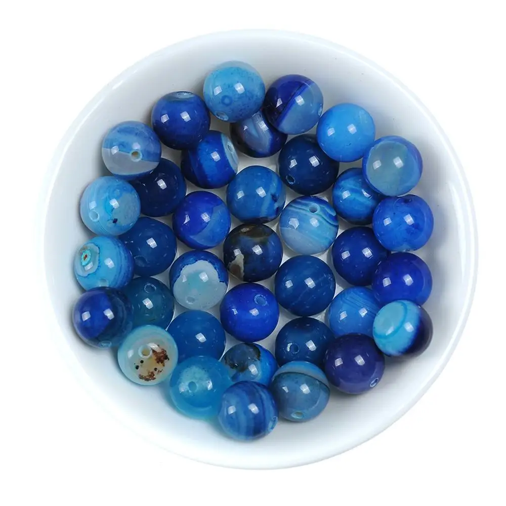 Высококачественный синий полосатый оникс круглый натуральный камень свободные