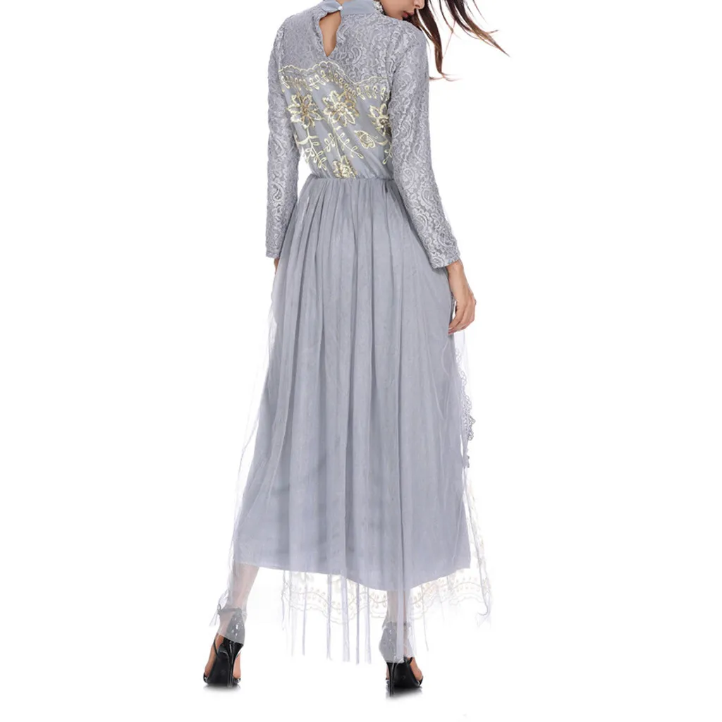 Длинное мусульманское платье abaya повседневное женское кафтан Дубай кружевное