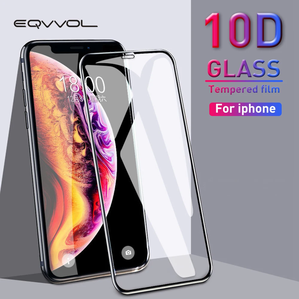 Защитное стекло Eqvvol 10D на iPhone 6 6S 7 8 plus защитное закаленное для X XR XS MAX 9 защита