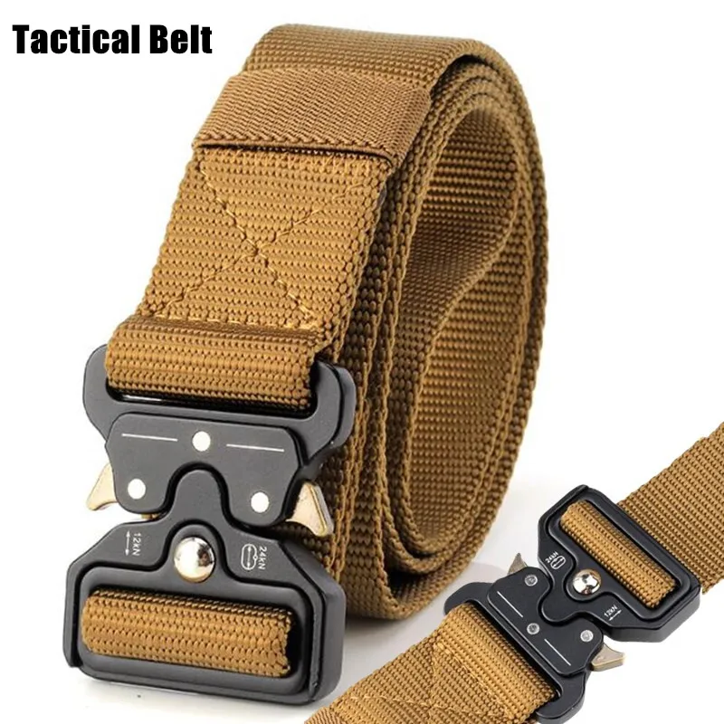 100pcs Men 38mm CS Tactical Belt Military Nylon Camo Belt Outdoor Multifunction Training Belt Top-end Strap ceintures Waistband