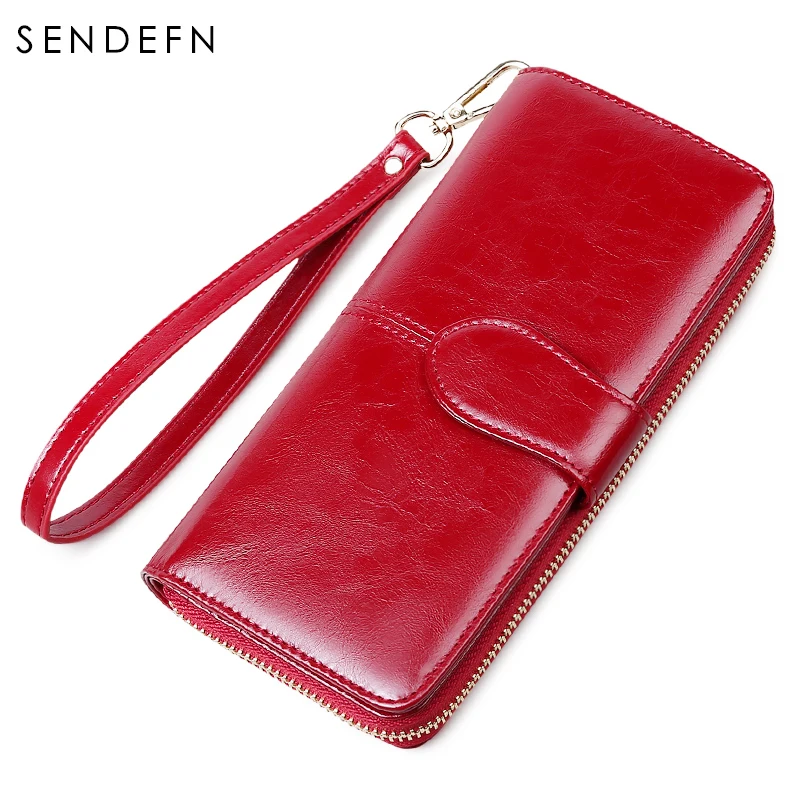 Sendefn RFID Противоугонный кожаный кошелек для женщин на застежке-молнии кошелек для отдыха большой вместительный кошелек женский качественный кошелек 8002-68