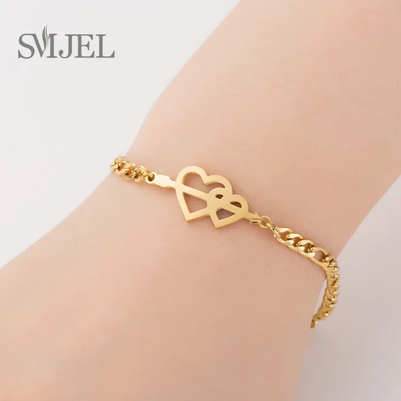 Heart Arrow Bracelet SMJEL,, браслет из нержавеющей стали, женский, милый, Бабочка, слон, сердце, браслеты, нарукавная повязка, ювелирное изделие для девочек, браслет - Окраска металла: Heart Arrow Bracelet