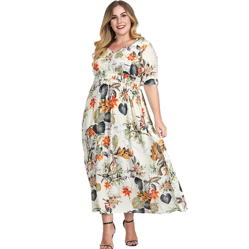 Платье трапеция WHZHM женское с цветочным принтом праздничное длинное