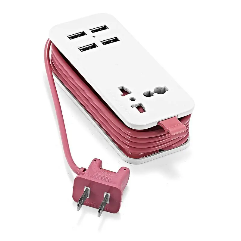 Американская японская штепсельная вилка, силовая полоса с USB портативным удлинителем, 1,5 м, кабель, силовая полоса, адаптер для путешествий, USB, зарядное устройство для смартфона - Цвет: pink