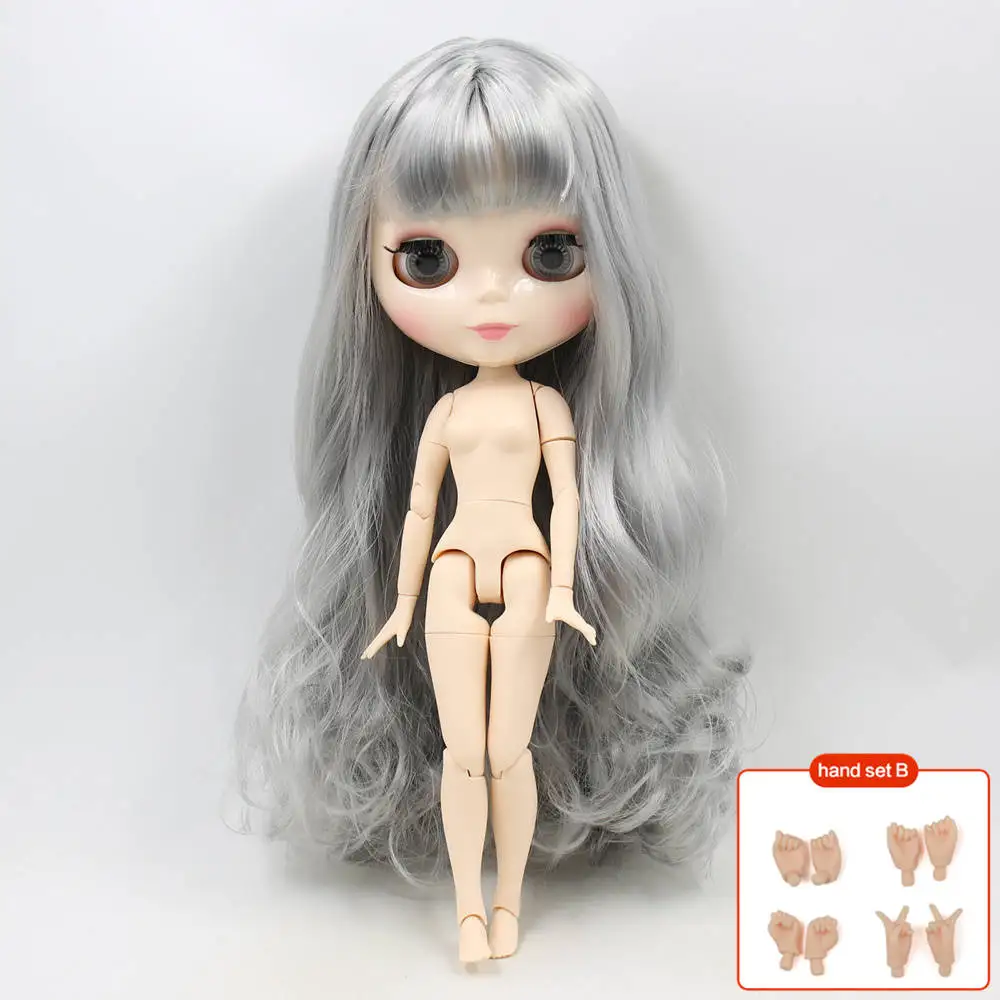 Blyth joint doll factory BL9084 новые мечтательные серые длинные вьющиеся волосы для девочек подарок DIY Белая кожа - Цвет: Like a picture