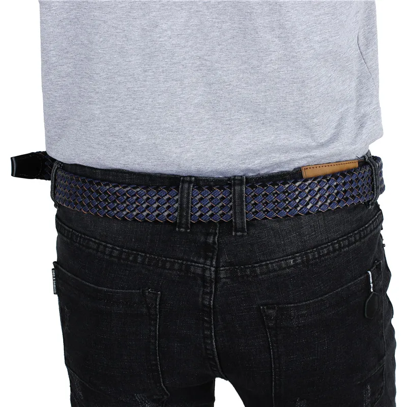 Мужской плетеный ремень кожаные тканые ремни шириной 1 38 дюйма 40% кожа 60% хлопок