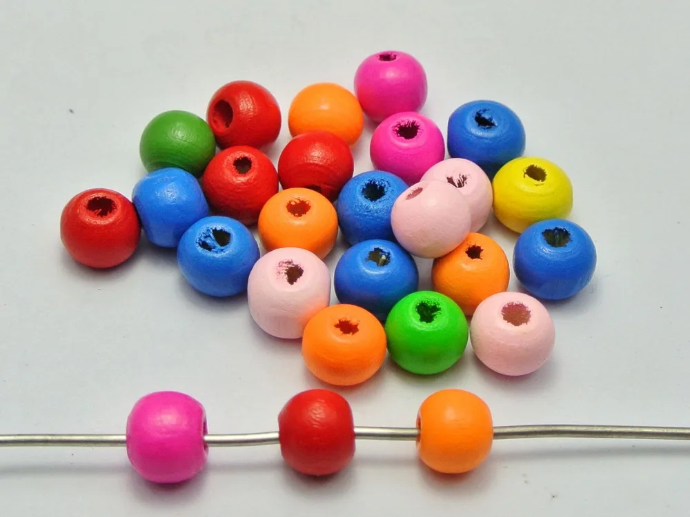 

200 Mixed Bright Candy Color 10mm Round Wood Beads~Wooden