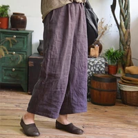 harem pant hemp bloomer plus size 2020 autunm s 5xl loose women trouser cotton linen pleated oversize pockets wide leg pant