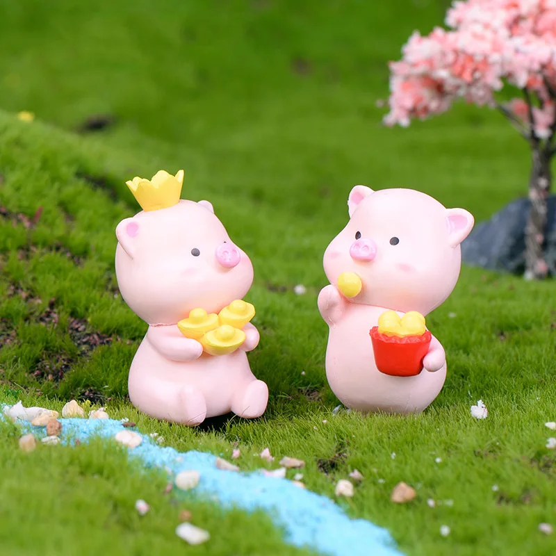 Маленькая розовая модель свинья Мультфильм Животных Фигурки миниатюрная