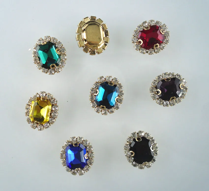 Дно отверстие овальный граненый 8x10 мм стекло кристально вокруг прозрачных страз