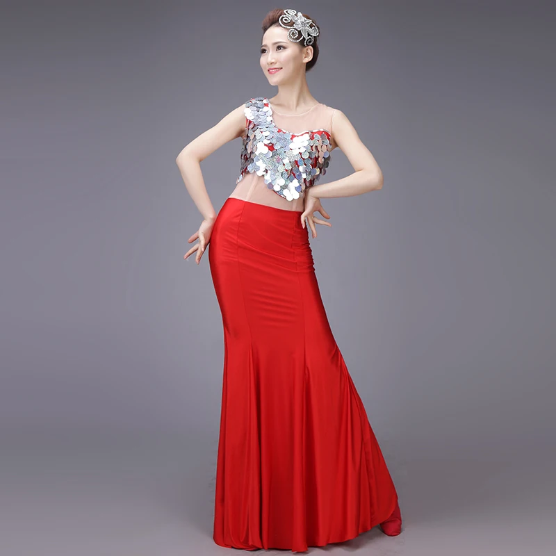 Костюм китайского народного танца Женский костюмы таиландского павлина