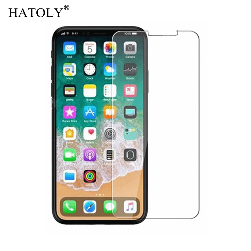 Protector de pantalla de vidrio templado ultrafino para iPhone X, pel&iacute;cula endurecida X para iPhone de Apple, HATOLY de 5,8 pulgadas, 2 uds.-1