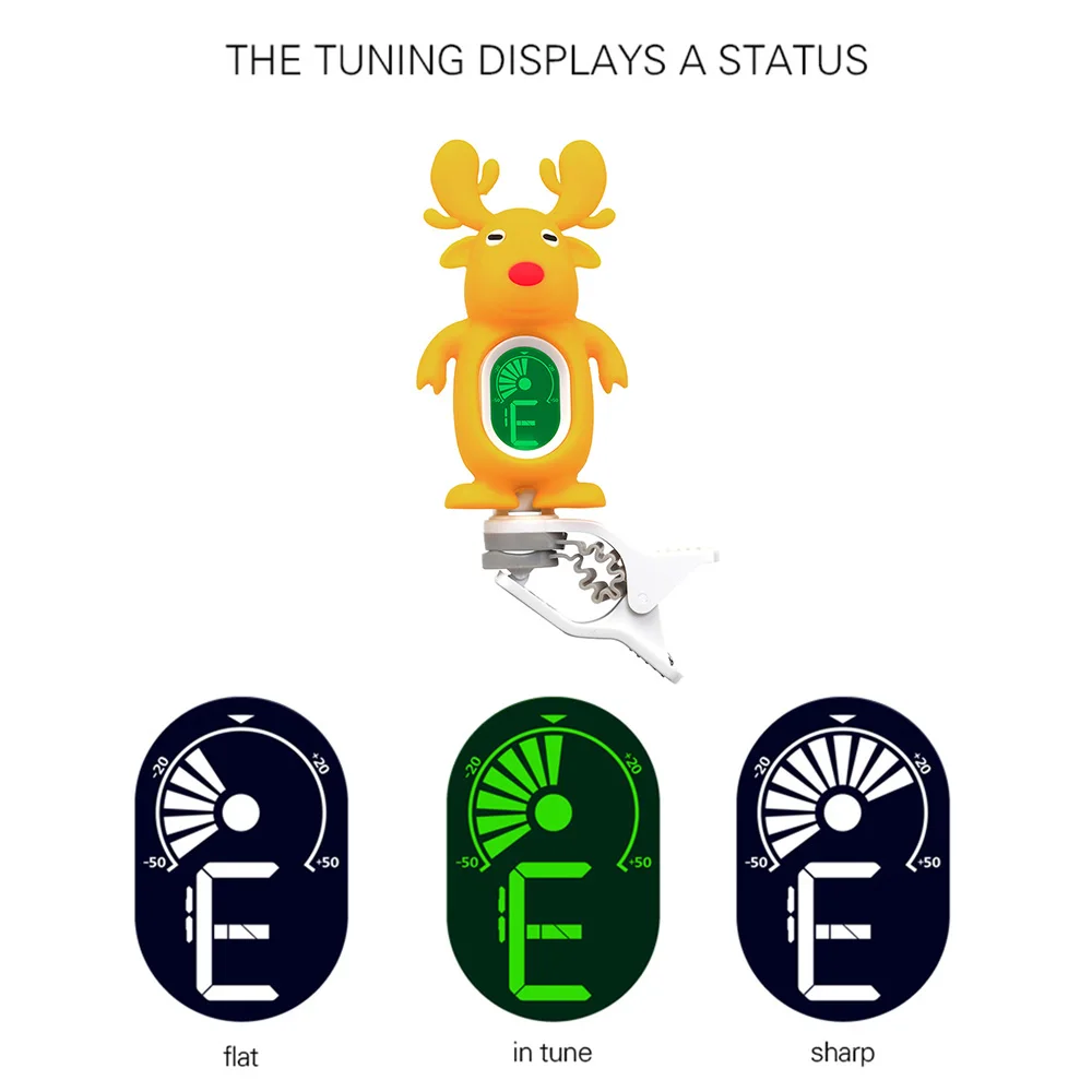 Тюнер для акустической гитары с зажимом в виде оленя из мультфильма ЖК-дисплей