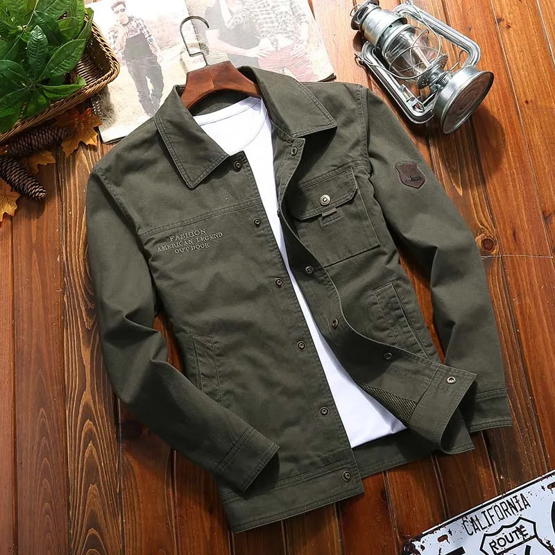 

Men's Jackets Spring And Autumn Military Style Bomber Cotton Jacket Casual OUTWEAR Coats Plus Size 4XL