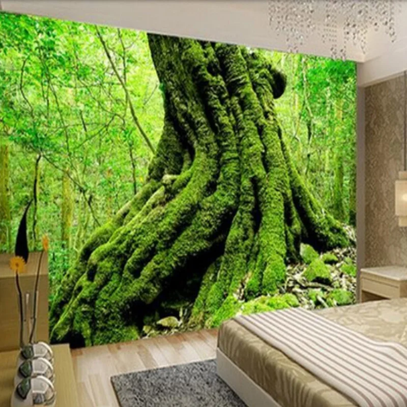Пользовательские фото обои 3D Европейский зеленый лес деревья Природа Пейзаж