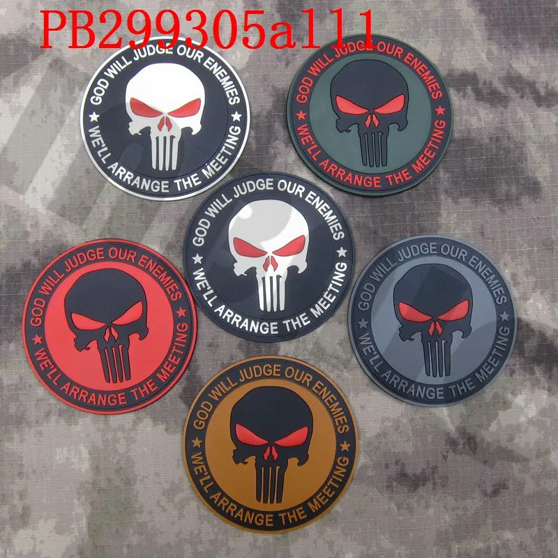3D ПВХ патч Бог будет осуждать наших противников Wewill ARRANGETHEMEETING SEAL TEAM 6 Каратель Череп Резиновый патч