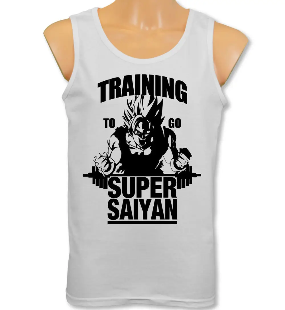 Мужские жилет обучение Супер Saiyan Топы Dragon Ball Z Спортзал Бодибилдинг Гоку топы; футболка плюс Размеры S-XXL - Цвет: White