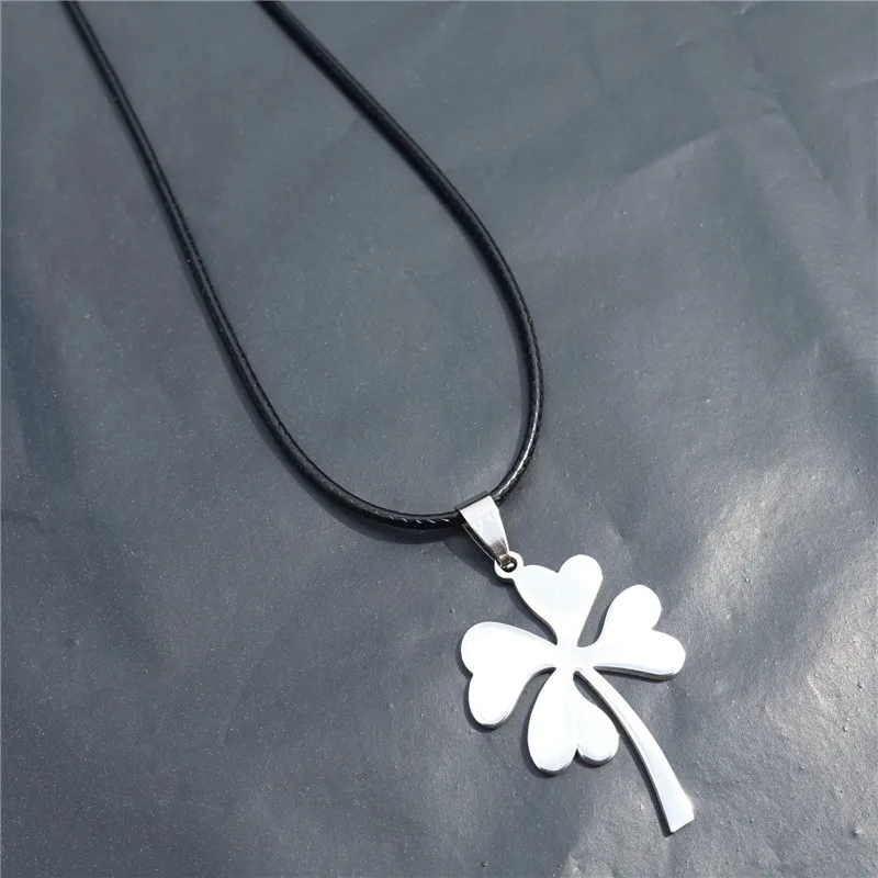 Подвеска в виде четырехлистного клевера из нержавеющей стали ожерелье травы