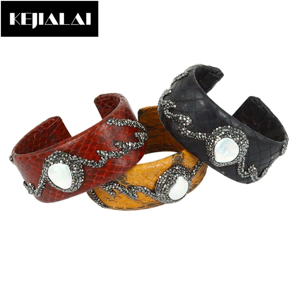 Высокое качество змеиной кожи питона браслеты и для женщин мужчин пресноводный