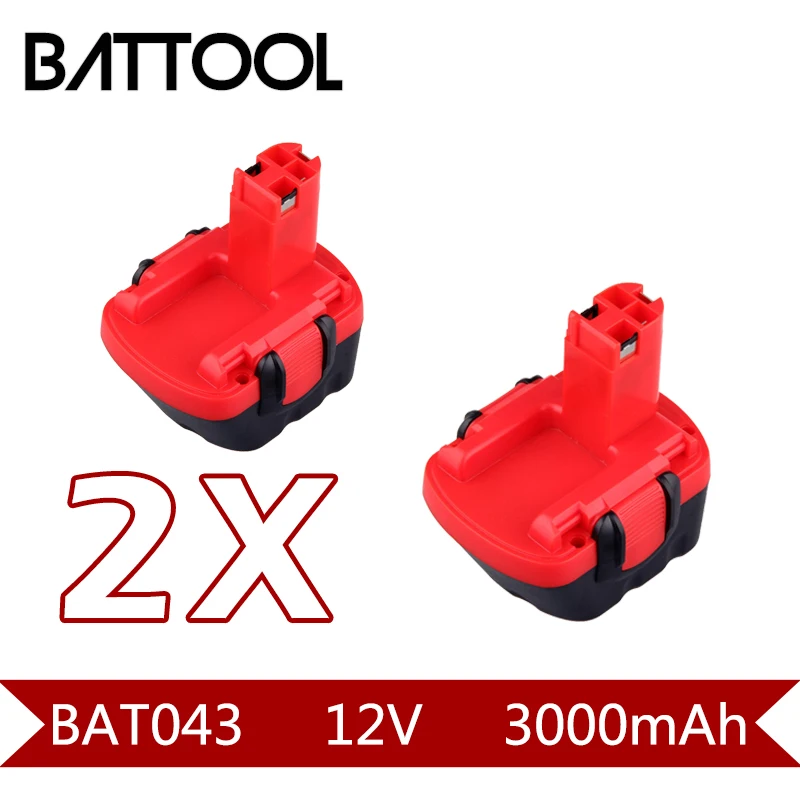 2X 3000 мАч 12В Ni-MH BAT043 Аккумуляторная батарея: BOSCH GSR 12 VE-2 GSB PSB BAT045 BTA120 2607335430 |