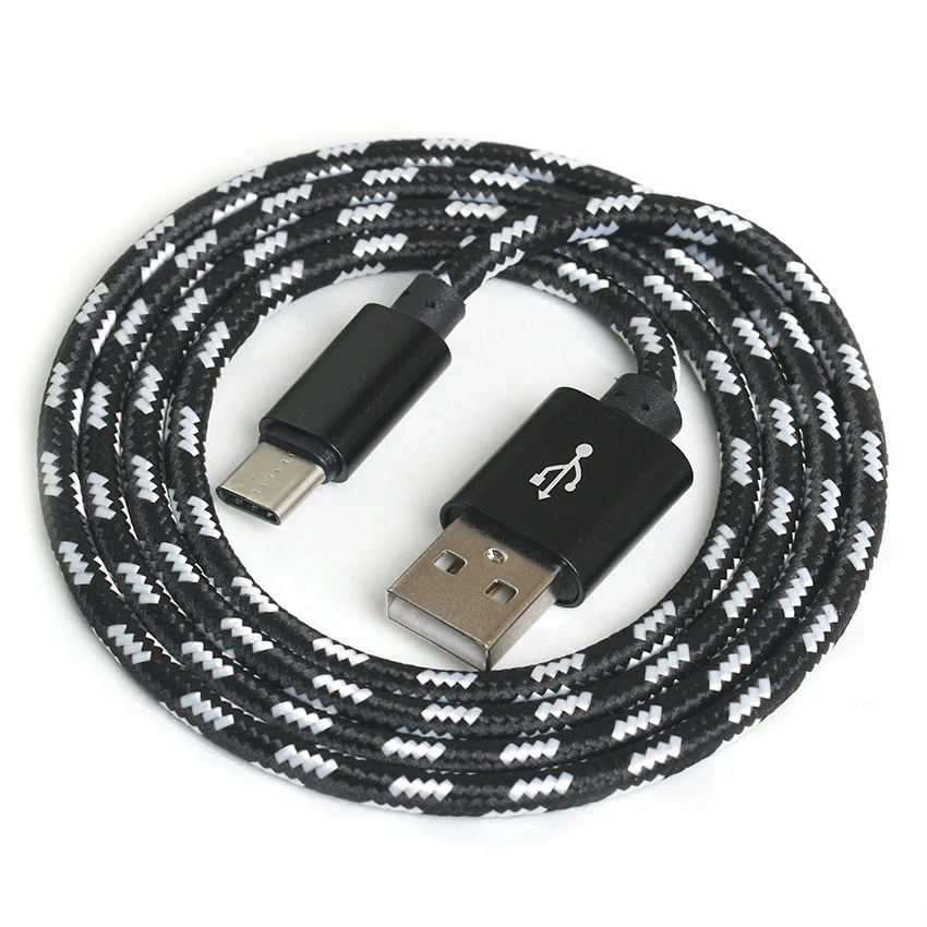 1 м 2 3 Плетеный Micro type C 8pin USB c кабель для зарядного устройства тканевый