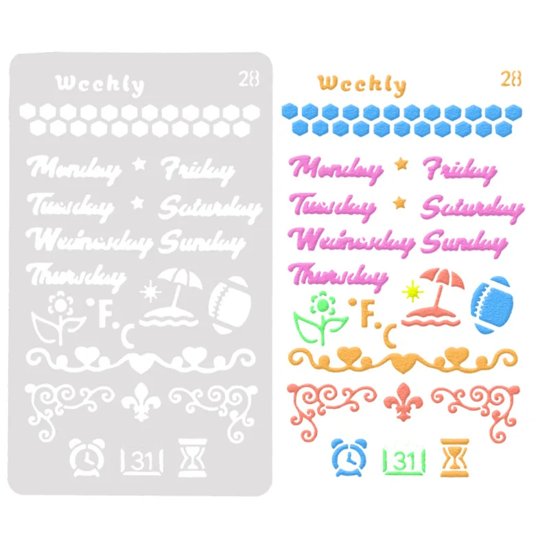 

Weekly pvc Layering Stencils for Diy scrapbook coloring,painting stencil,home decor diy etc. Product image