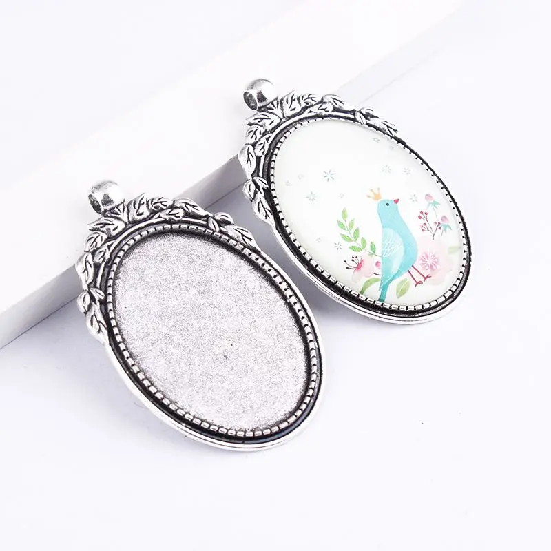 1 шт./лот серебряная филигранная камео кабошоновая основа подвесной поддон 32*60 5