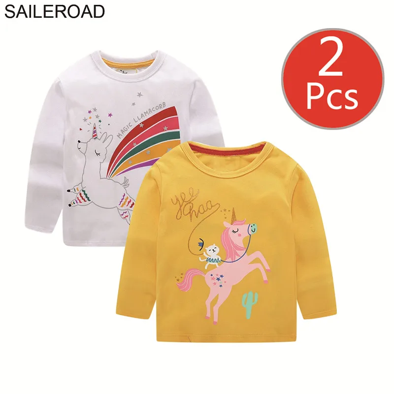 SAILEROAD 2 Шт. Мальчики Рубашки С Длинным Рукавом Хлопок Животных Печати Девушки для