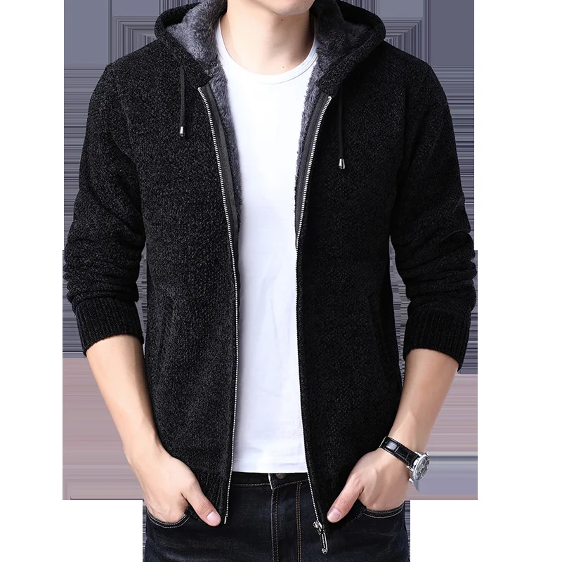 

The new winter 2019 young men elastic cultivate one's morality even cap zipper sweater HOT Warm Fashion Sweaters Men's New